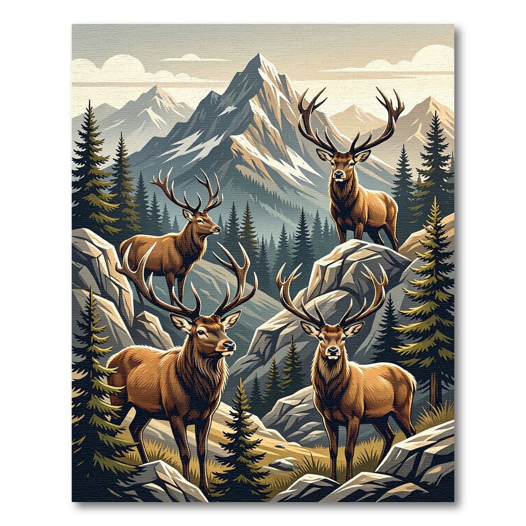 Majestic Elk Mountain Alpine Landscape Rug
