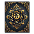 Ornate Gold Black Paw Flower Medallion Rug