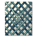 Teal Interwoven Geometric Lattice Texture Rug