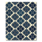 Navy Blue Clover Quatrefoil Floral Geometry Rug