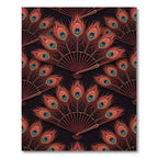 Crimson Peacock Fan Inlay Rug