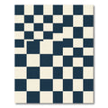 Deep Blue Cream Checkered Squares Rug