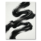 Bold Black Brushstroke Swirl Rug