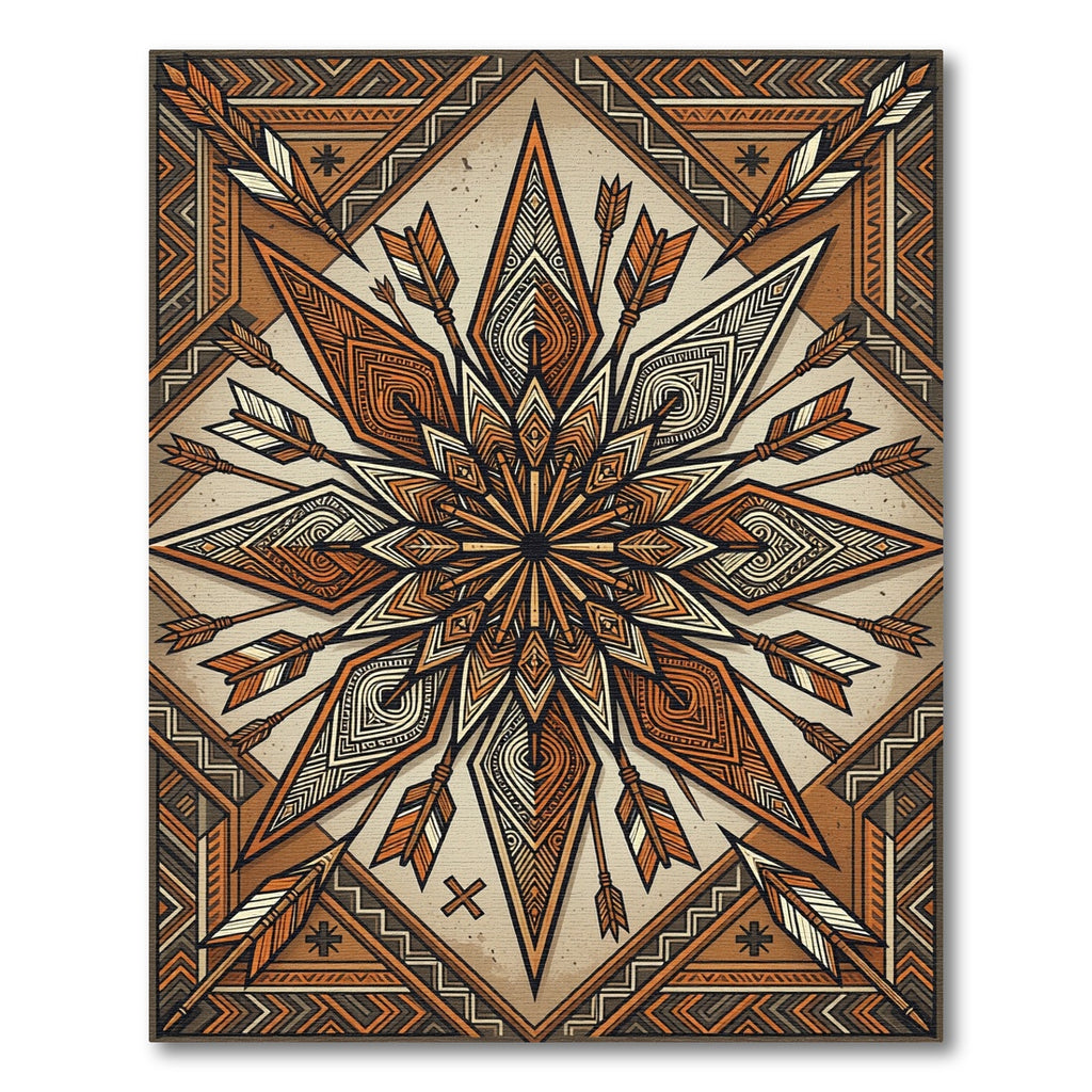Geometric Copper Arrow Star Medallion Rug