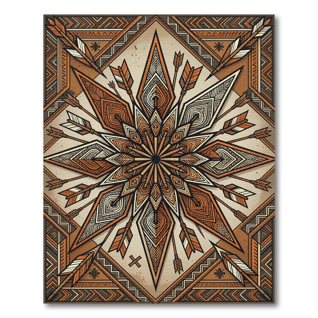 Geometric Copper Arrow Star Medallion Rug