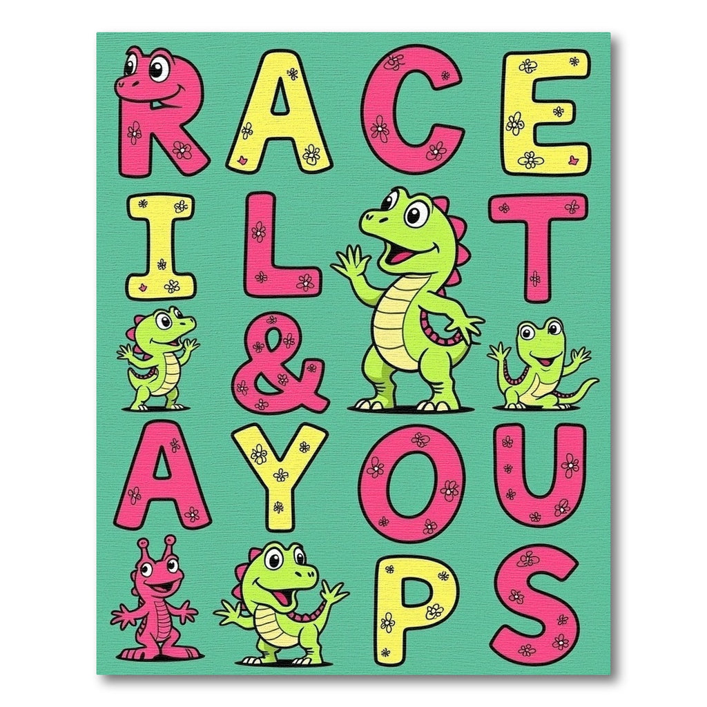 Fun Dino Frog Alphabet Letters Rug