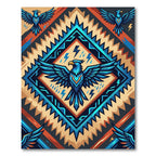 Bold Blue Eagle Tribal Diamond Rug