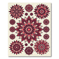 Burgundy Floral Mandala Medallion Composition Rug