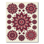 Burgundy Floral Mandala Medallion Composition Rug