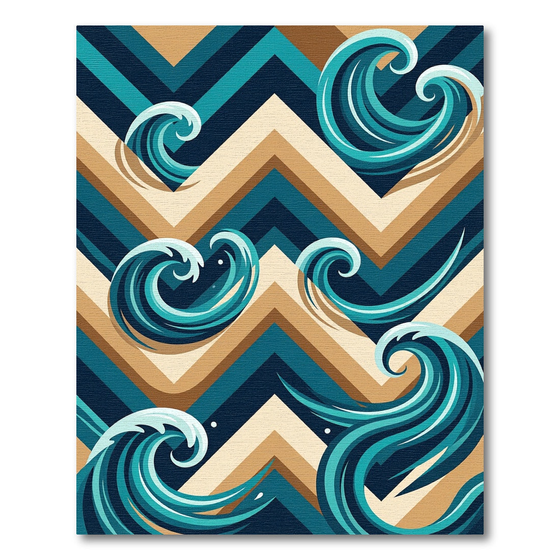Abstract Chevron Ocean Wave Teal Rug