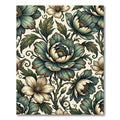 Vintage Teal Peony Floral Botanical Art Rug