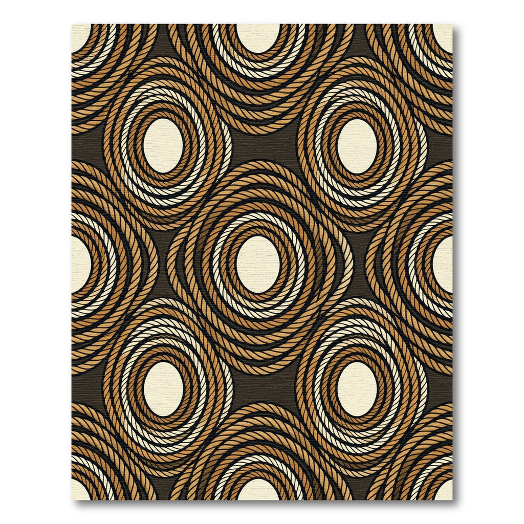 Braided Rope Circles Brown Cream Rug