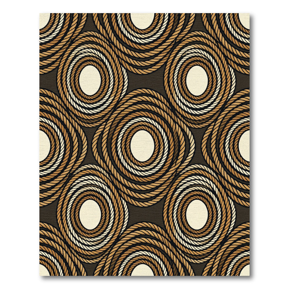 Braided Rope Circles Brown Cream Rug