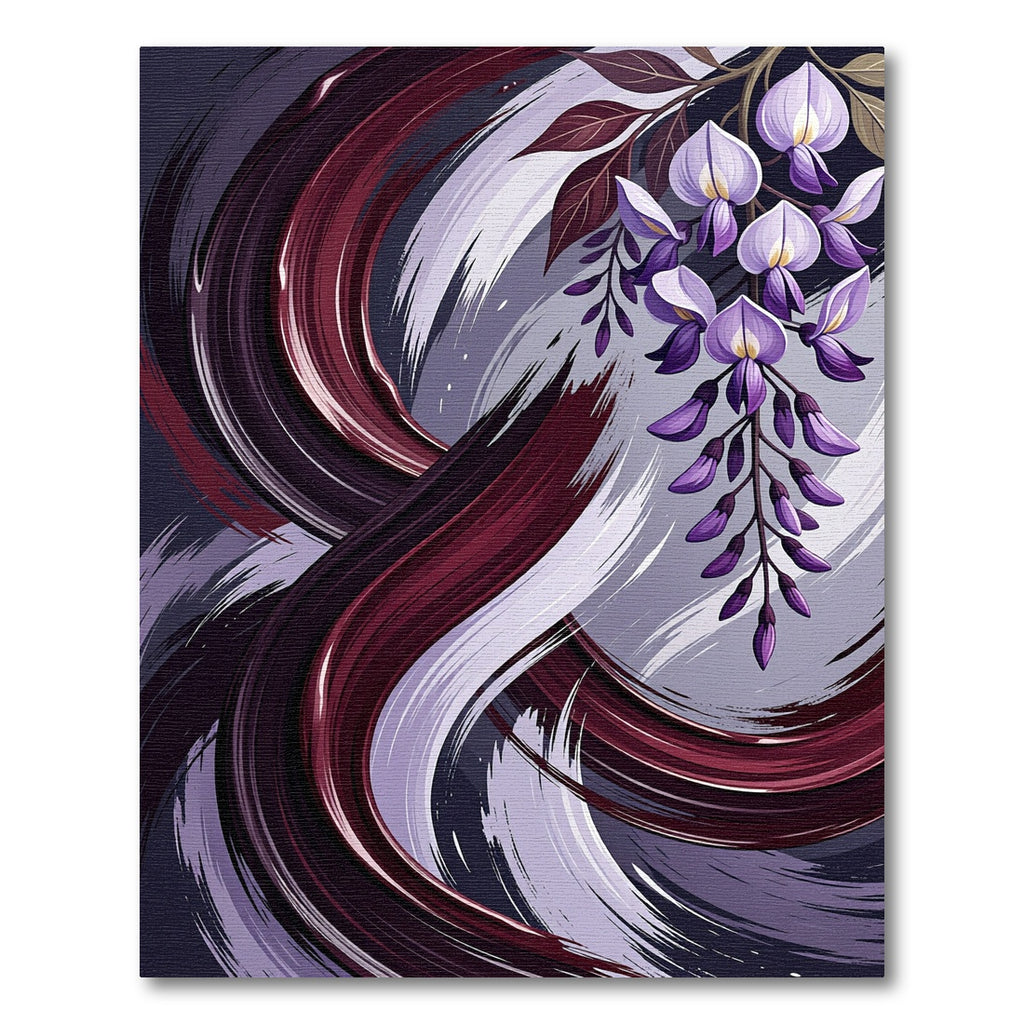 Elegant Burgundy Wisteria Flowing Wave Rug