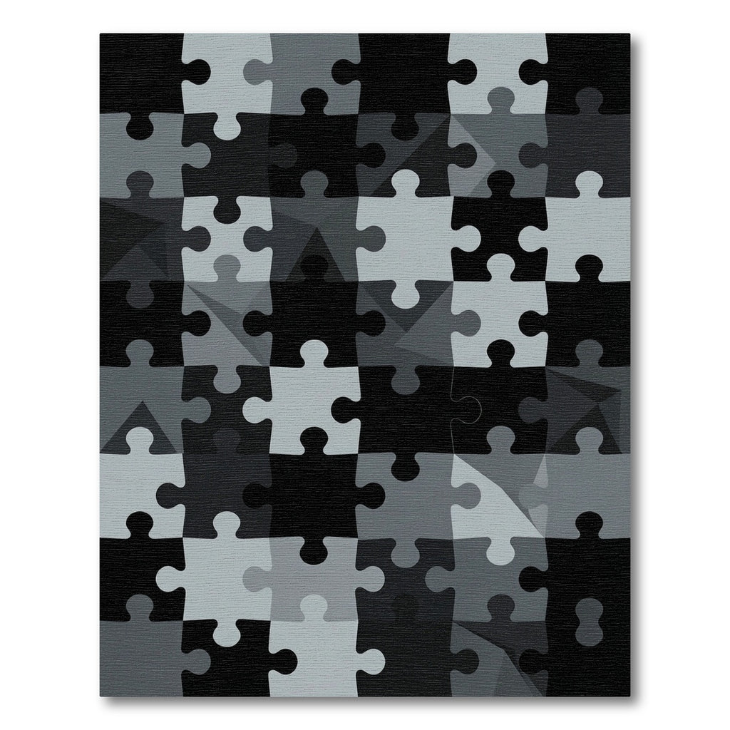Monochrome Geometric Jigsaw Puzzle Abstract Rug