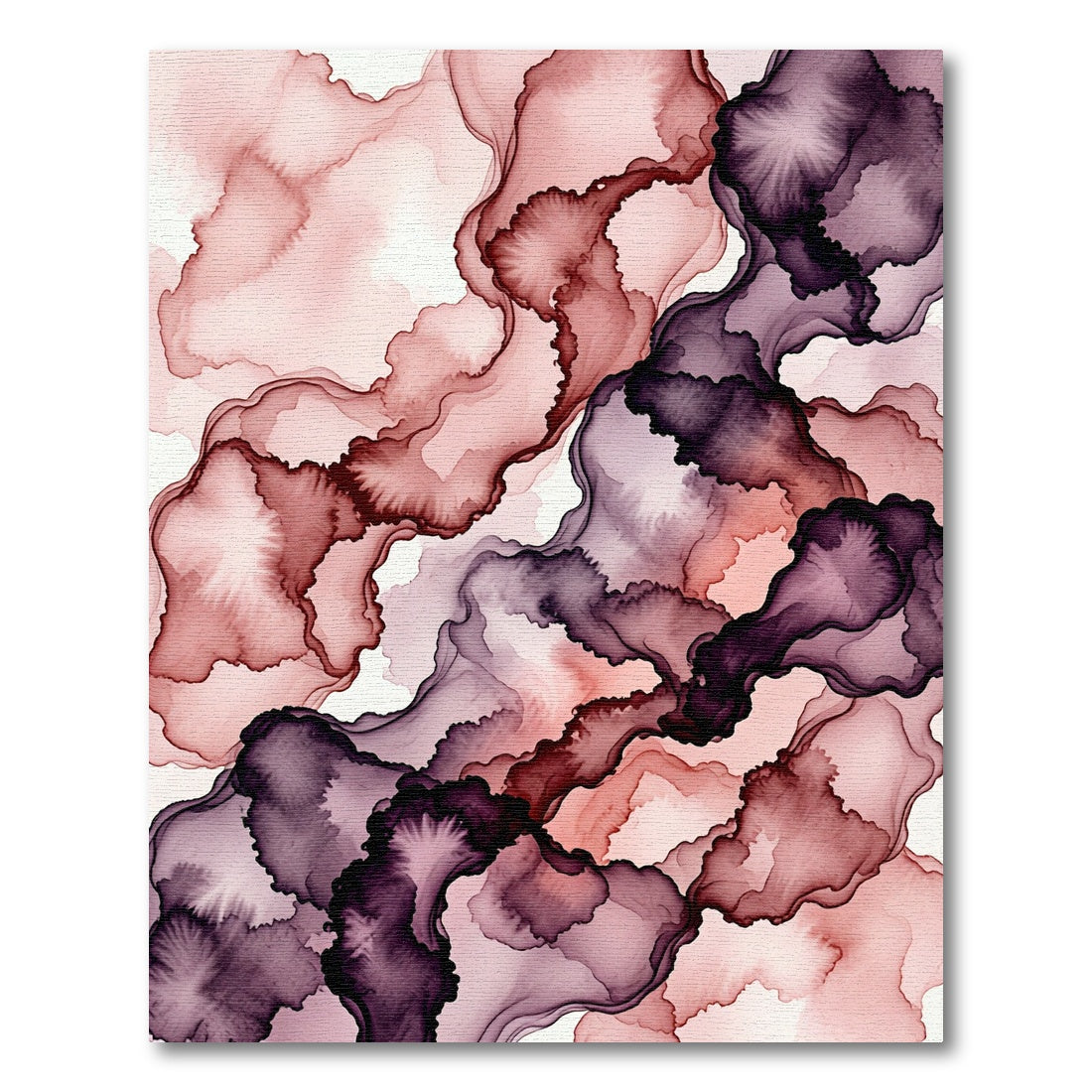 Ethereal Plum and Blushing Rose Abstract Alcohol Ink Rug