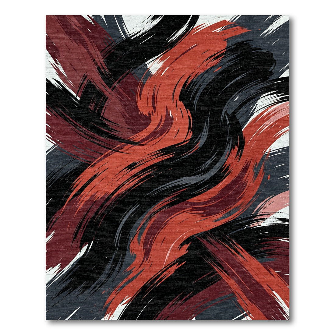 Bold Crimson and Charcoal Abstract Sweep Rug