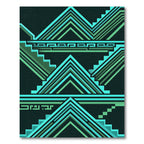 Aqua Teal Geometric Staircase Horizon Rug