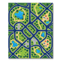 Vibrant Blue City Street Village Map Rug