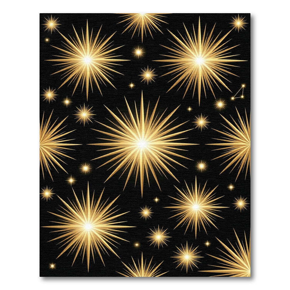 Golden Celestial Starburst Night Sky Rug