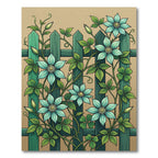 Botanical Mint Clematis Climbing Vine Floor Art Rug