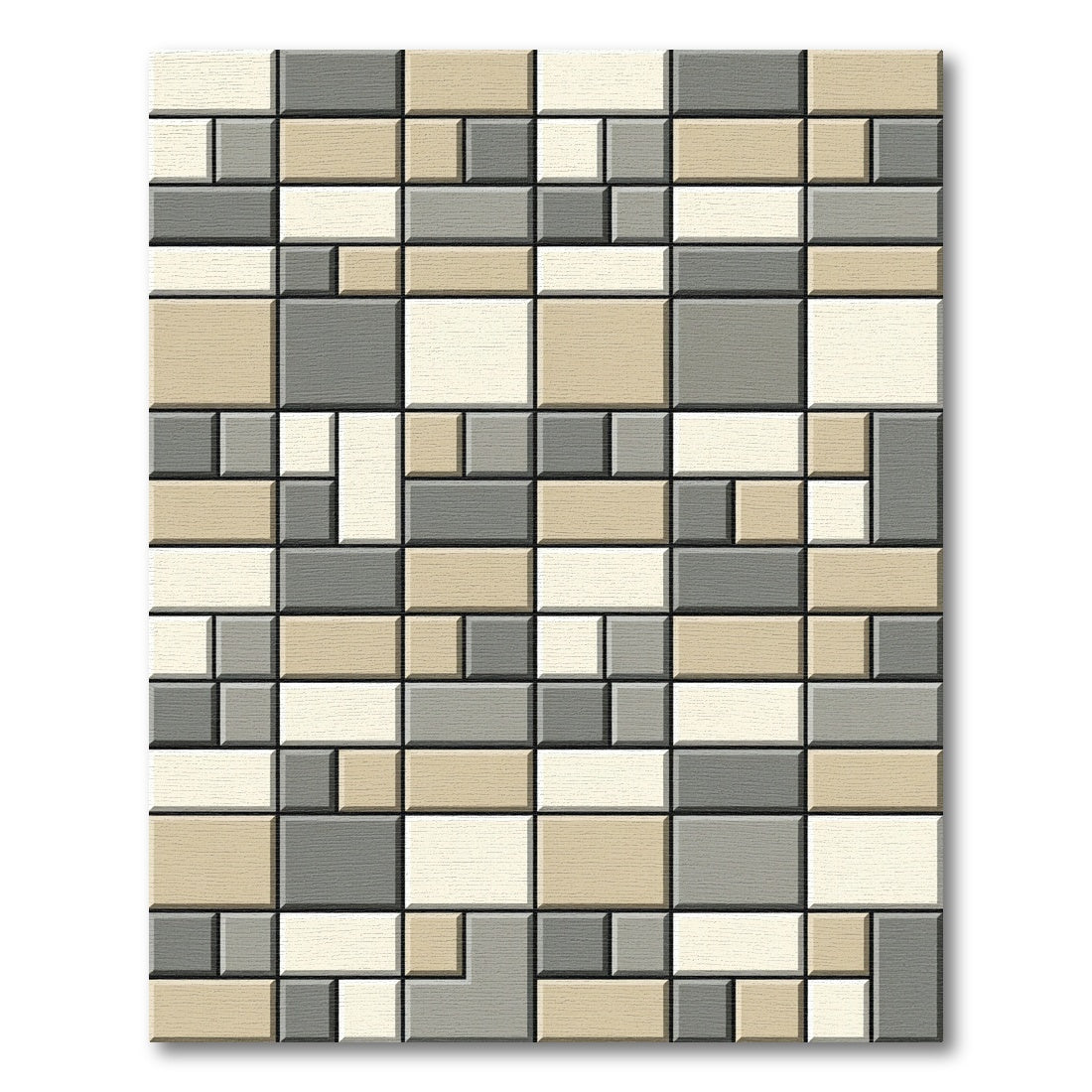 Geometric Block Neutral Tones Rug