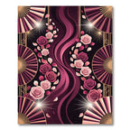 Art Deco Rose Floral Ribbon Wave Rug