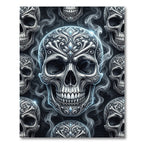 Silver Victorian Skull Smoke Embellished Rug