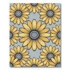 Sunny Yellow Daisy Floral Gray Rug