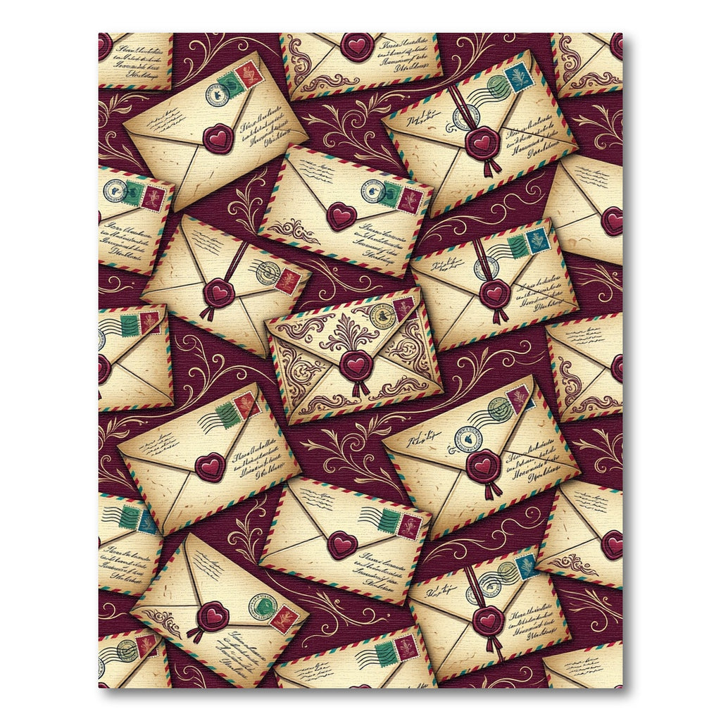 Vintage Red Postcard Heart Seal Rug