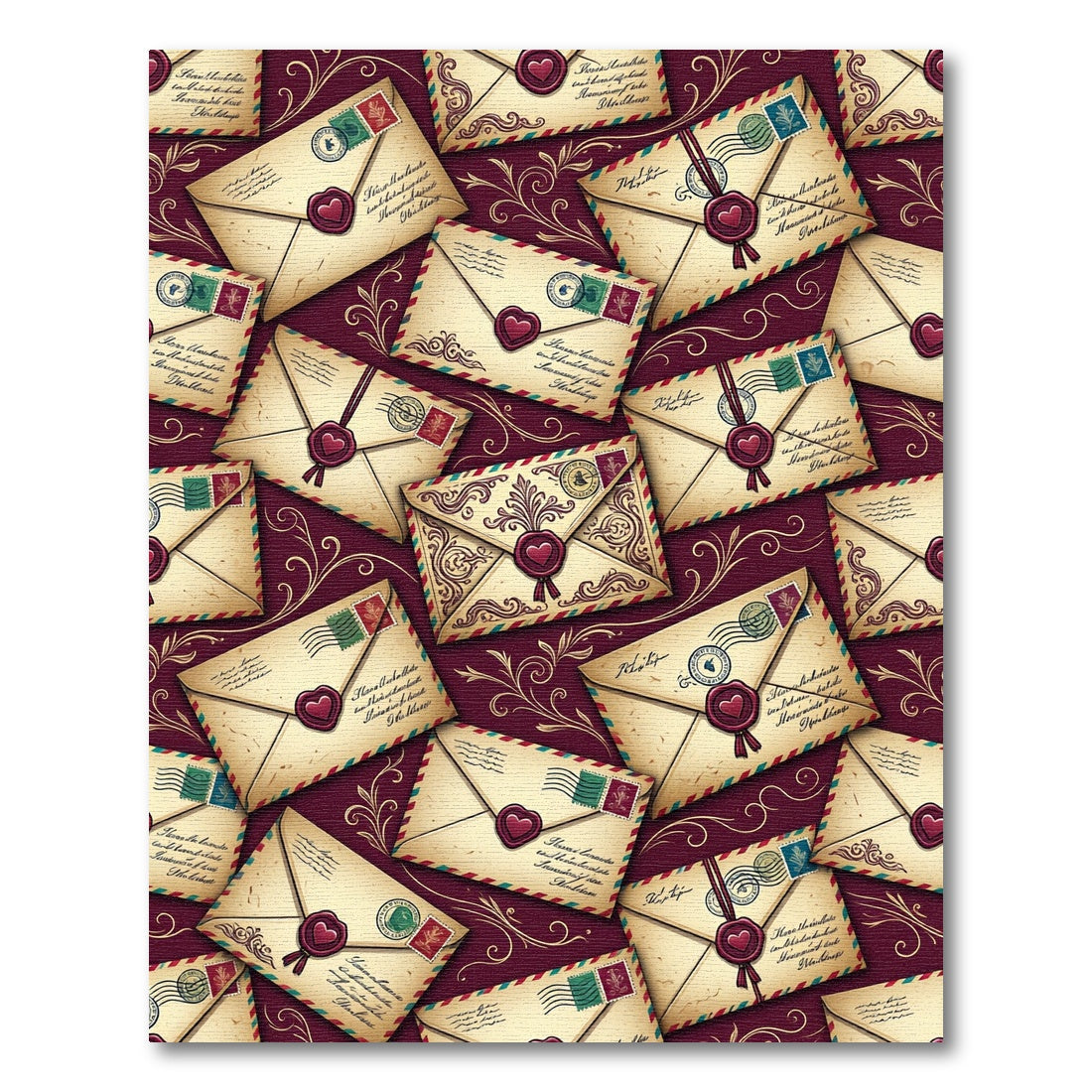 Vintage Red Postcard Heart Seal Rug