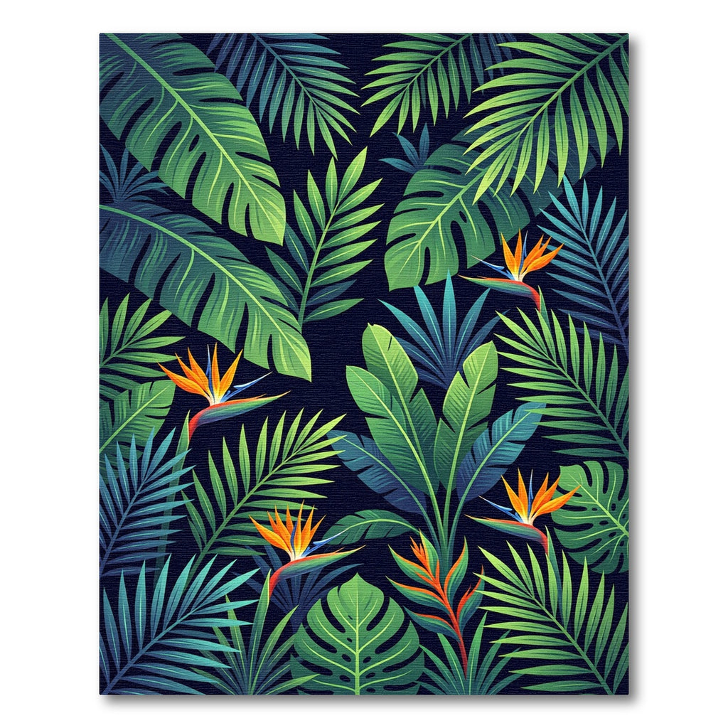 Lush Tropical Foliage Bird of Paradise Rug