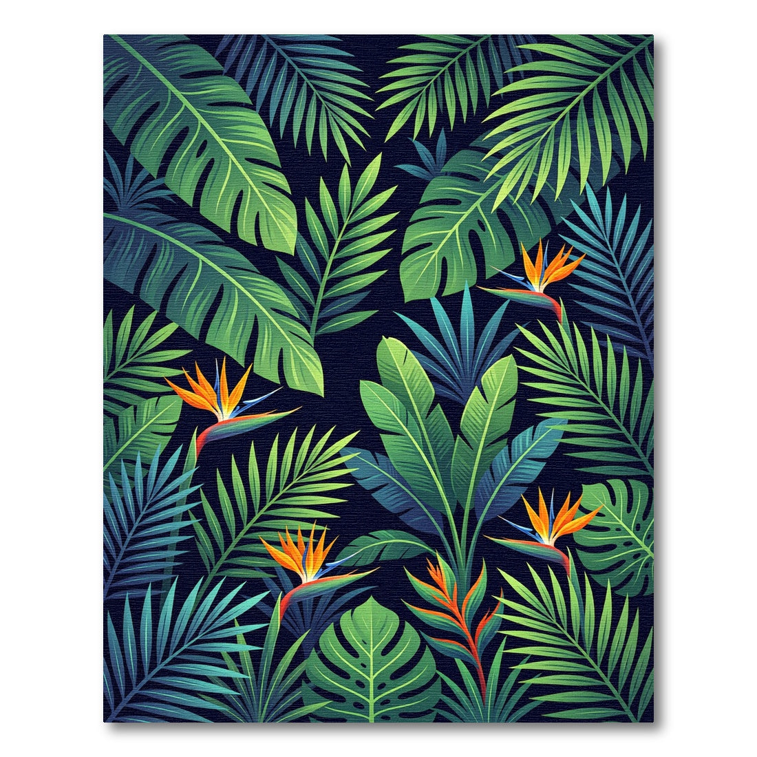 Lush Tropical Foliage Bird of Paradise Rug