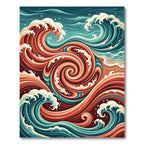Abstract Crimson Teal Swirling Ocean Flow Rug