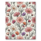 Elegant Pastel Botanical Cosmos Meadow Rug