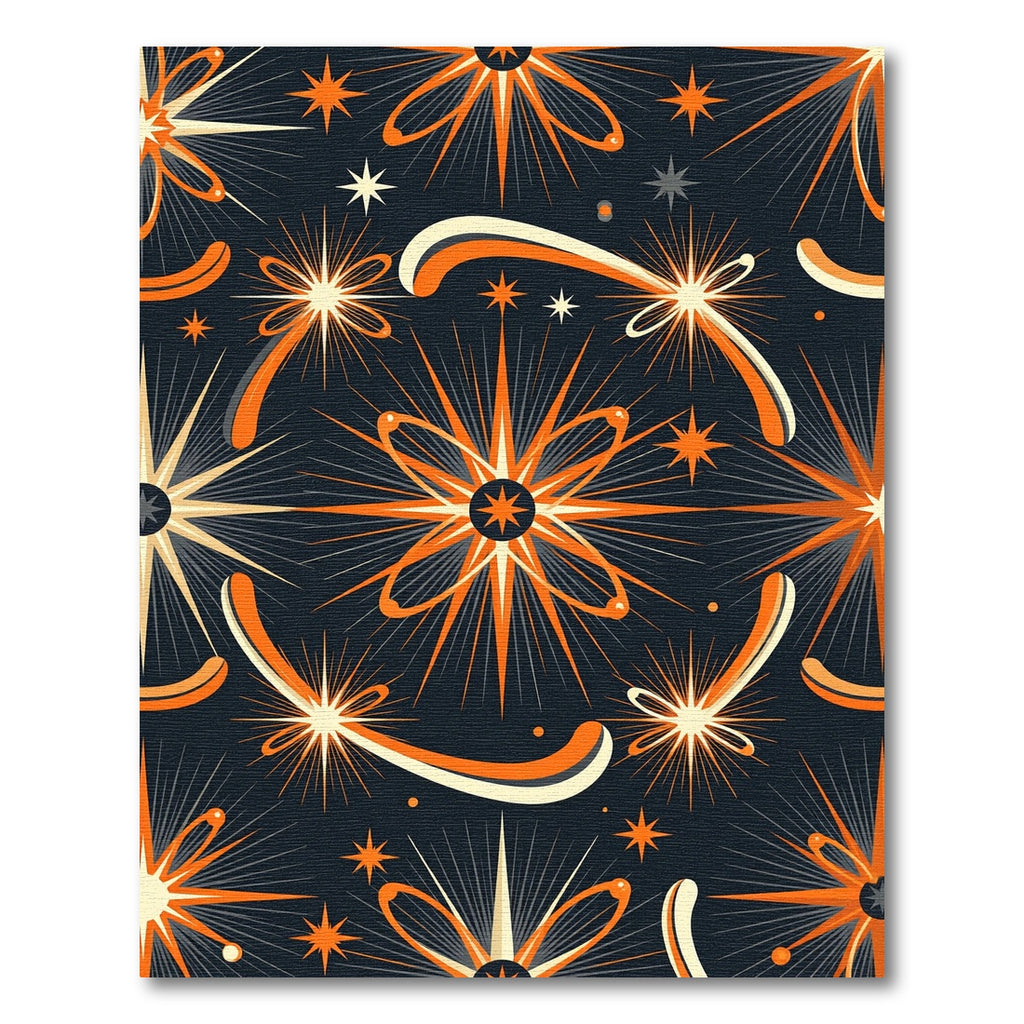 Midnight Orange Atomic Starburst Galaxy Rug