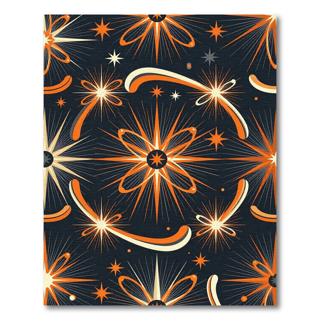 Midnight Orange Atomic Starburst Galaxy Rug