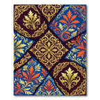 Ornate Gold Blue Orange Floral Patchwork Rug