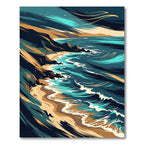 Abstract Coastal Cliff Ocean Wave Artwork Rug