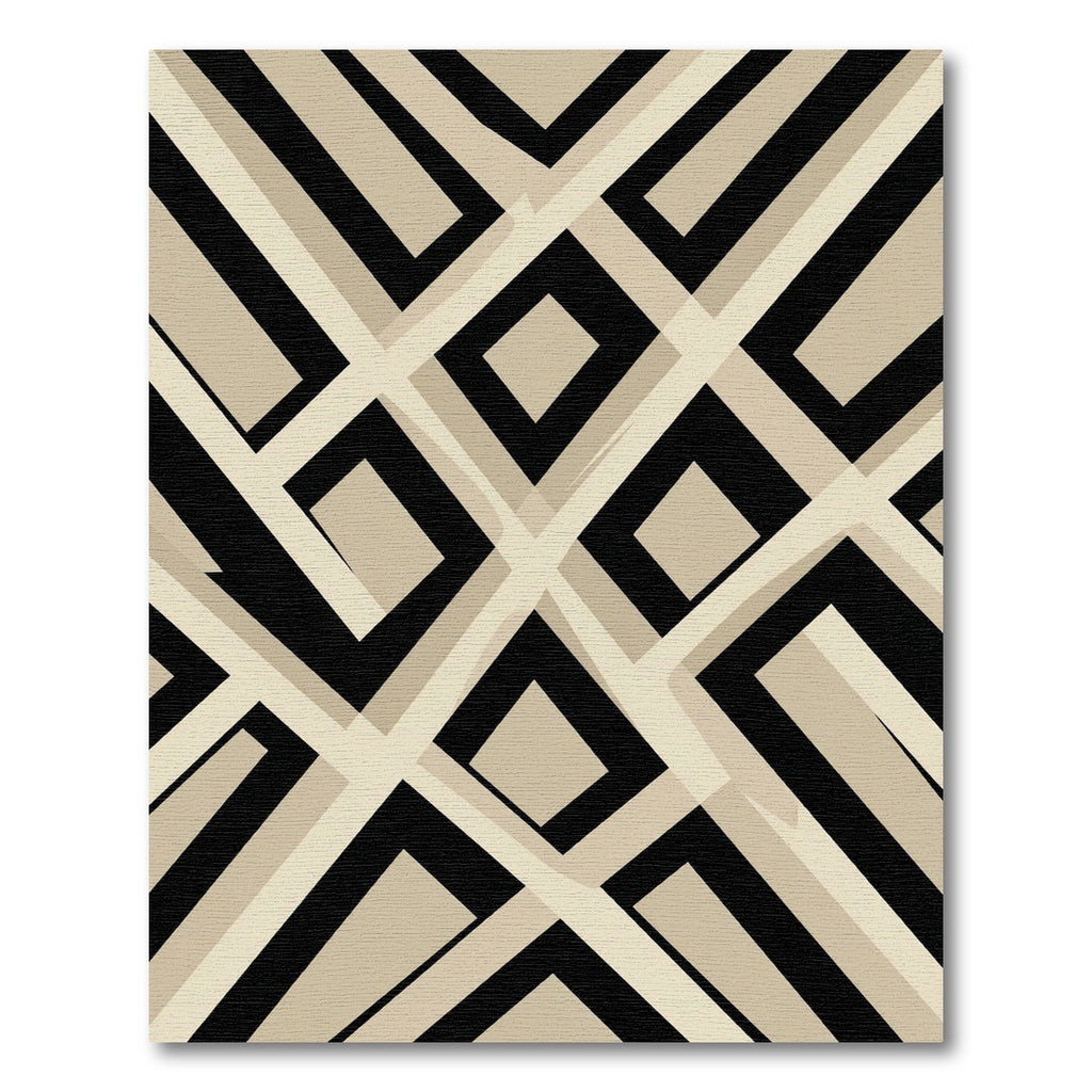 Neutral Geometric Interlocking Lines Rug
