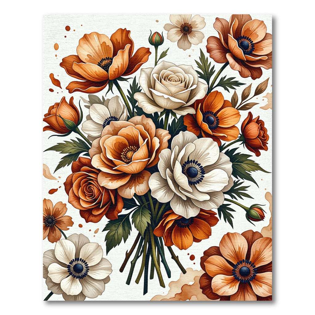 Amber and Cream Floral Bouquet Rug