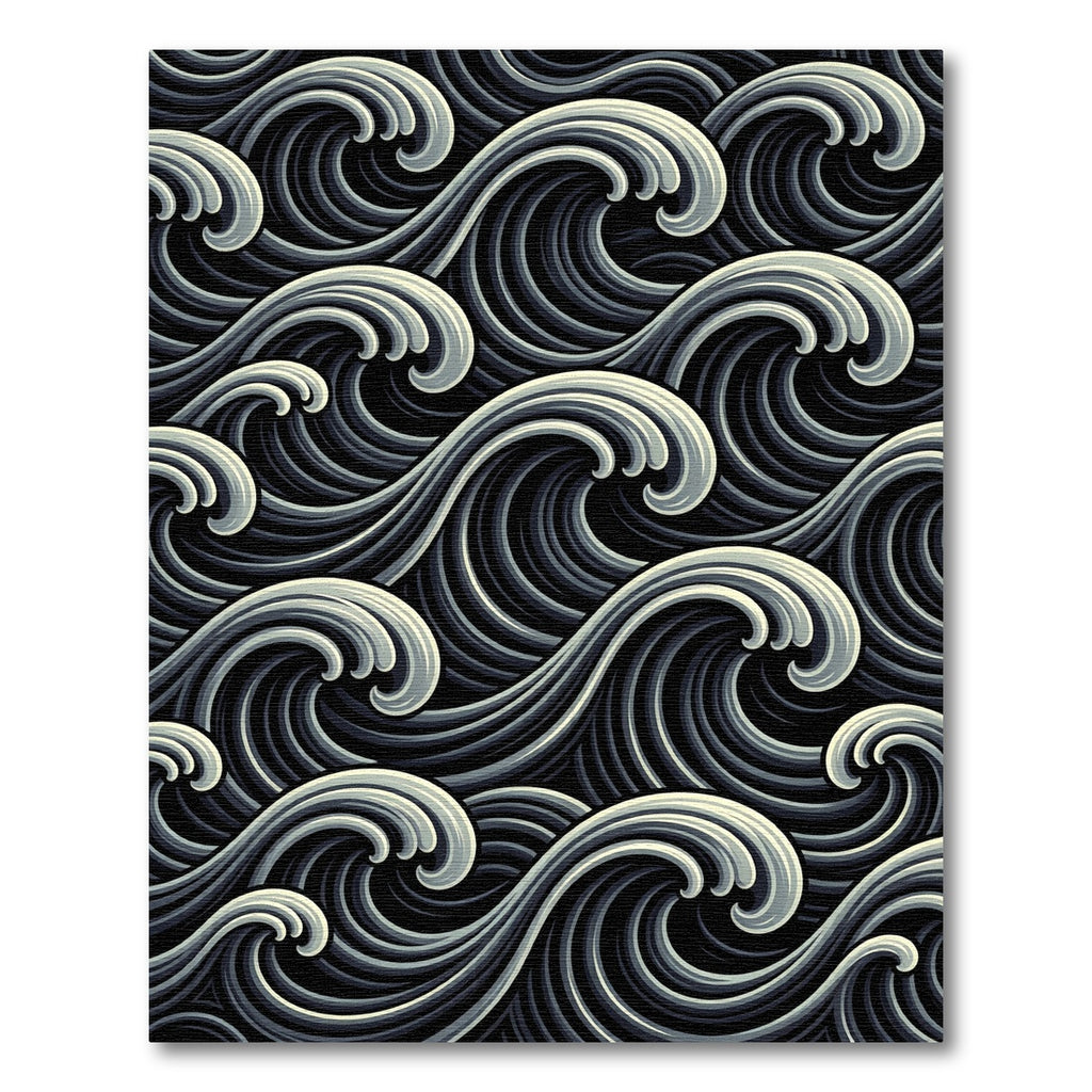 Dynamic Monochromatic Ocean Swirl Rug