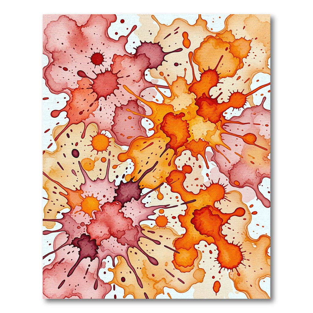 Vibrant Warm Watercolor Ink Splatter Rug