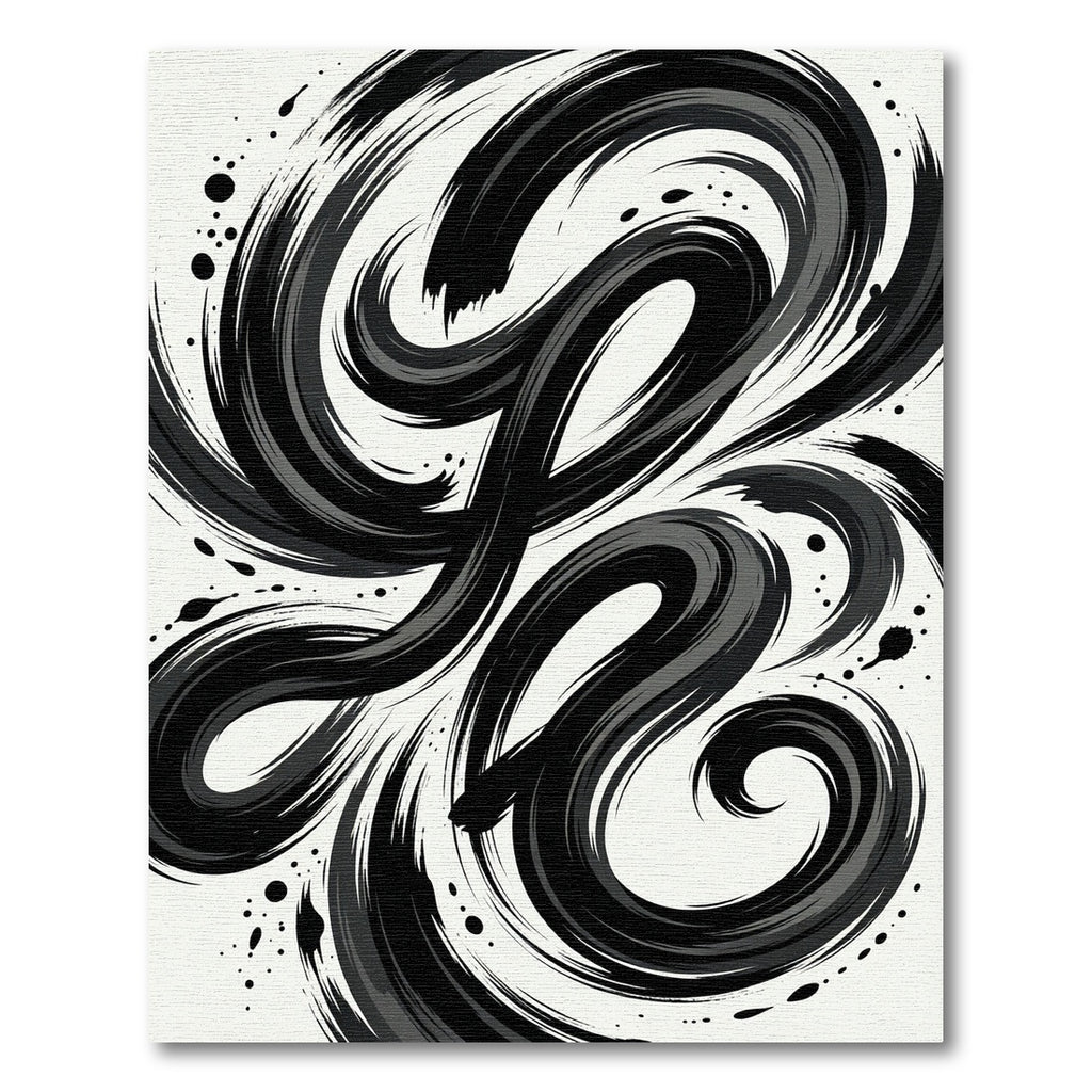 Abstract Black Ink Swirl Rug
