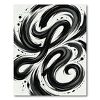 Abstract Black Ink Swirl Rug