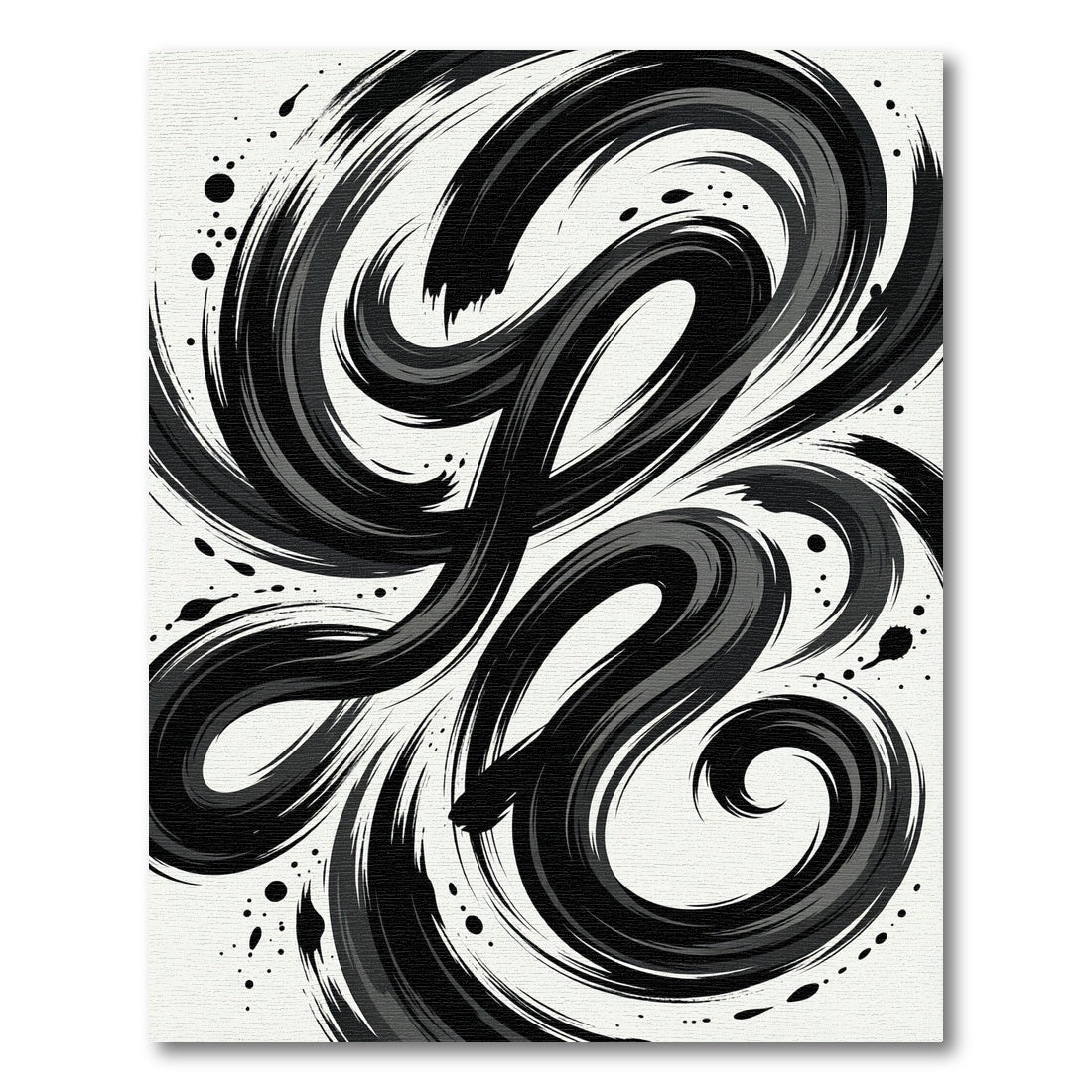 Abstract Black Ink Swirl Rug