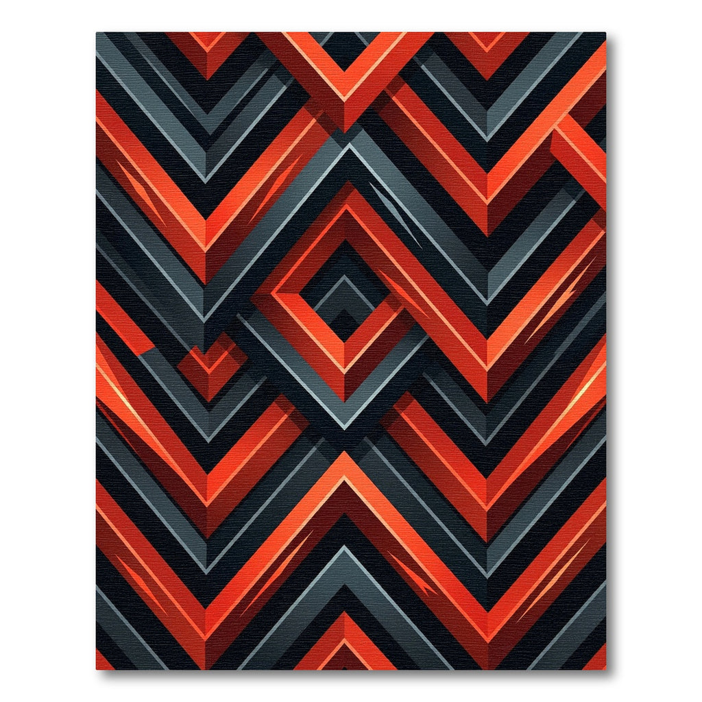 Modern Orange Chevron Geometric Rug