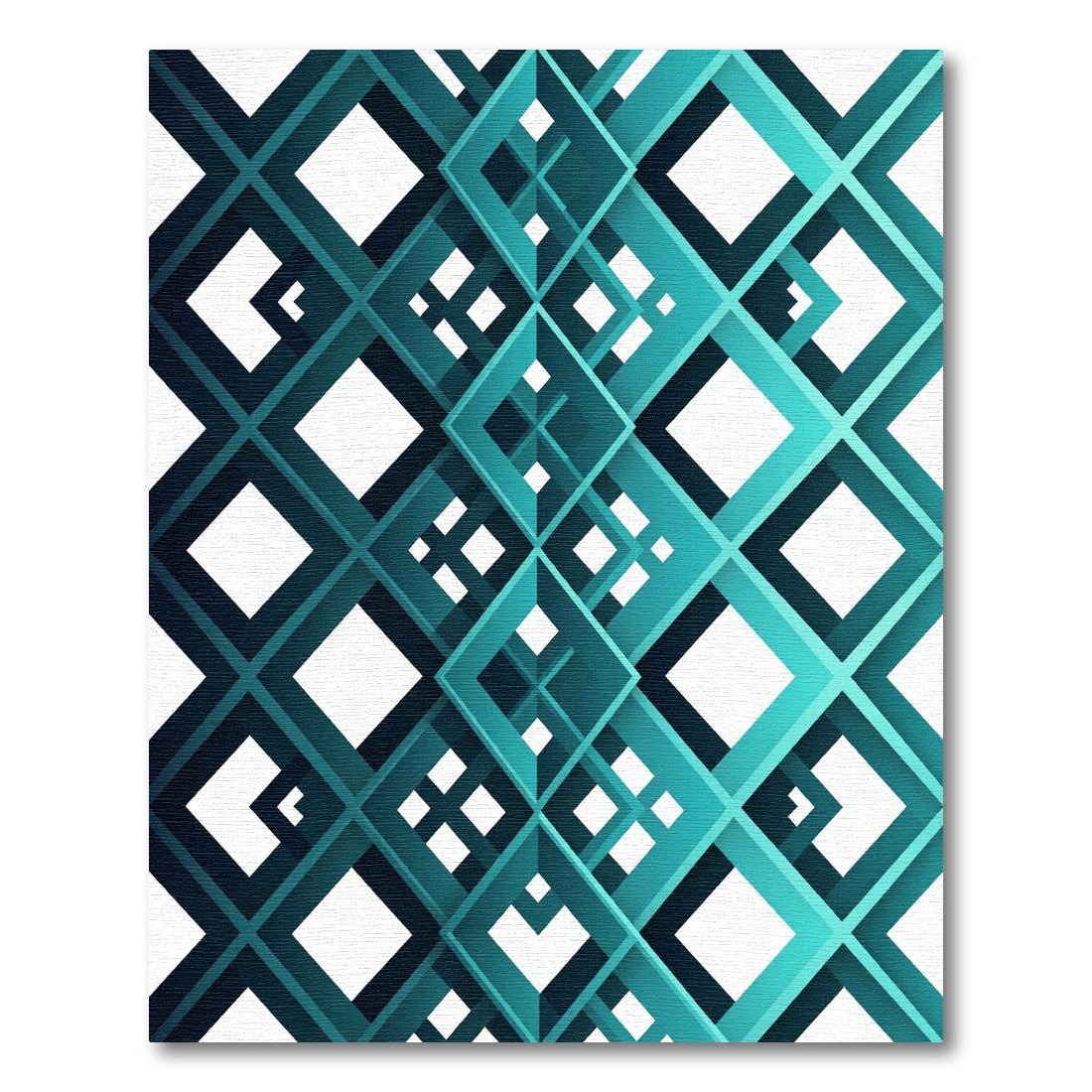 Teal Gradient Modern Interlocking Geometric Rug