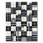 Monochromatic Cityscape Geometric Blocks Rug