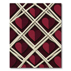 Red Hearts Lattice Dimensional Rug